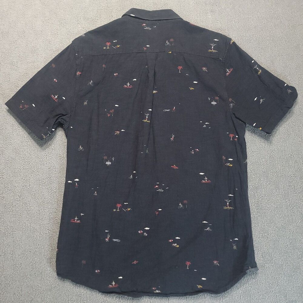 Vans Shirt Mens L Short Sleeve Button Up Black Tres Palmas Beach Scenes Print - Picture 3 of 12
